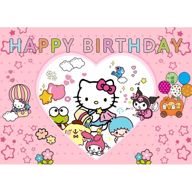 Telón de fondo de Hello Kitty para cumpleaños, telón de fondo Kawaii de Anime Sanrio, decoración de fiesta, bonito soporte de fondo de dibujos animados kuromi, regalo para niños