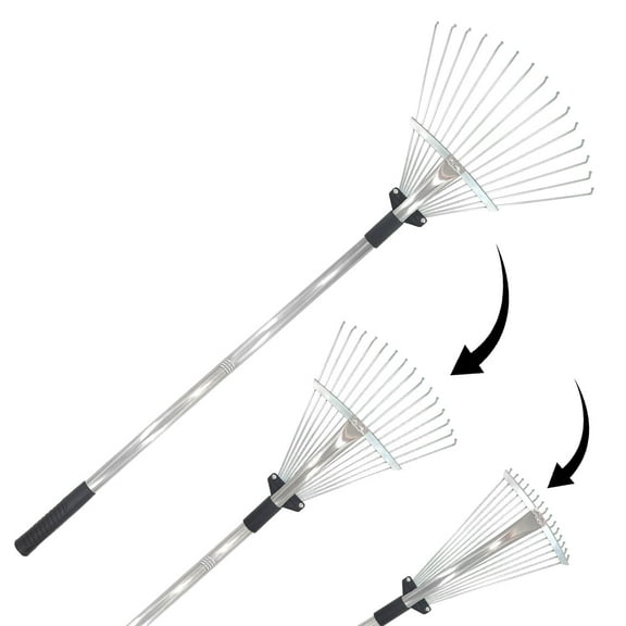 Kabuer Gardening Rake, Rake for Leaves, Yard, Flowers, Lawn, 24-63 inch Easy to Assemble, Metal