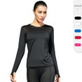 thumbnail image 3 of Xmarks Long Sleeve Workout Shirts for Women Quick Dry Athletic Running Yoga T Shirt Mesh Patchwork Breathable Gym Sports Tops with Thumb Hole, XS-2XL, 3 of 7