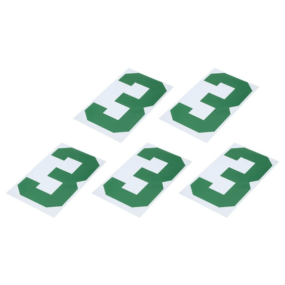 Iron-on Numbers 3 Heat Transfer 8" Green for Team Uniform Sports T Shirt Football Basketball Pack of 5