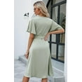 thumbnail image 3 of Womens Summer Dresses Casual Short Sleeve V Neck Strap Lacing Sexy Midi Dress Wrap Party Club Sundress (Green,Medium), 3 of 6