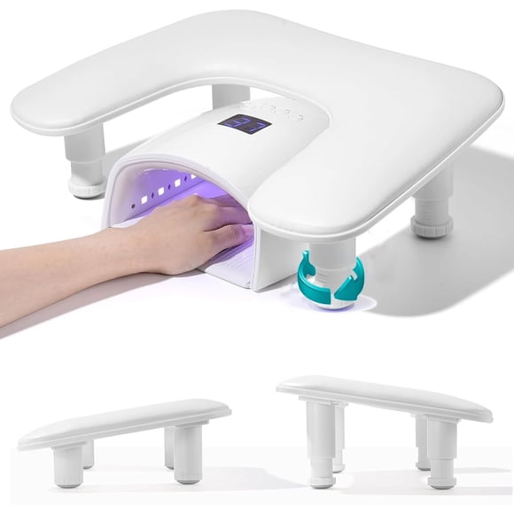 Reposabrazos para Uñas con 4 Soportes Ajustable Cojín de Cuero Soporte para Manicura Pedicura en Forma de U Almohada Esponja de Mano Nail Arm Rest para Tecnología de U