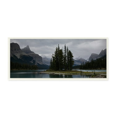Stupell Industries Fir Tree Forest Lake Landscape Moody Weather Photography, 17 x 7, Design by Daniel Sproul