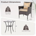 thumbnail image 3 of Gymax  Set of 3 Patio Wicker Bistro Set 2 Rattan Chairs w/Double-Tier Tempered Glass Table Beige, 3 of 7