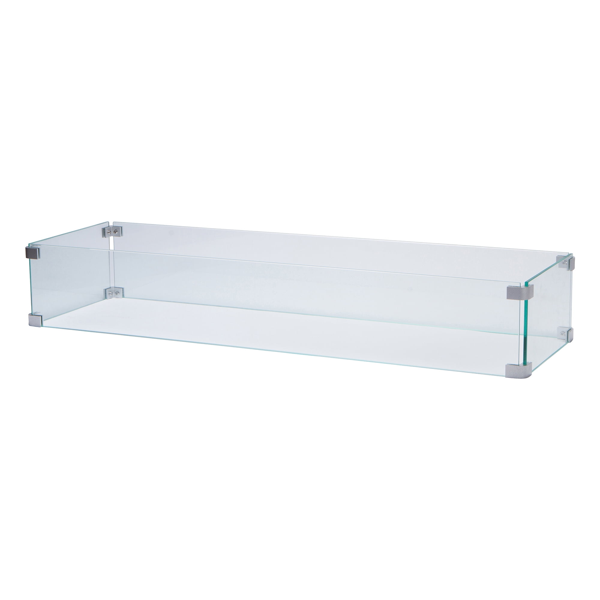 Shine Company 36.5" x 10.5" Rectangular Tempered Glass Fire Pit Table Wind Guard Easy to Clean