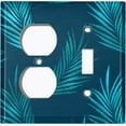 thumbnail image 4 of Metal Light Switch Plate Cover Tropical Jungle Palm Leaves Blue Teal JGL006, 4 of 13