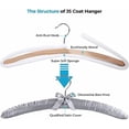 thumbnail image 4 of Padded Hanger for Sweaters - 17 Inch Extra Large Heavy Duty Satin Covered Coat Hangers No Shoulder Bump for Women Clothes, Sweaters, Dresses, Clothing, Weddings, Lingerie Pack of 10, Grey, 4 of 5