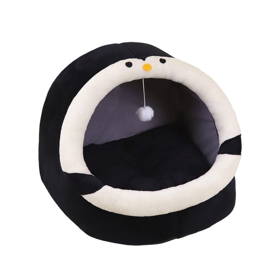 Semi Enclosed Cat Dog Cave Bed - Soft Comfortable Pet Bed with Plush Ball and Washable Detachable Mat, Indoor Covered Pet Bed for Kittens Puppies Small Pets Rest