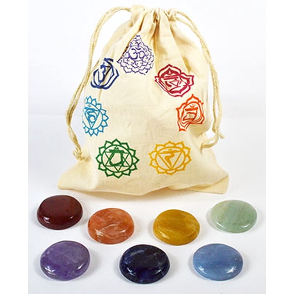 (set of 7) Chakra stones with Bag