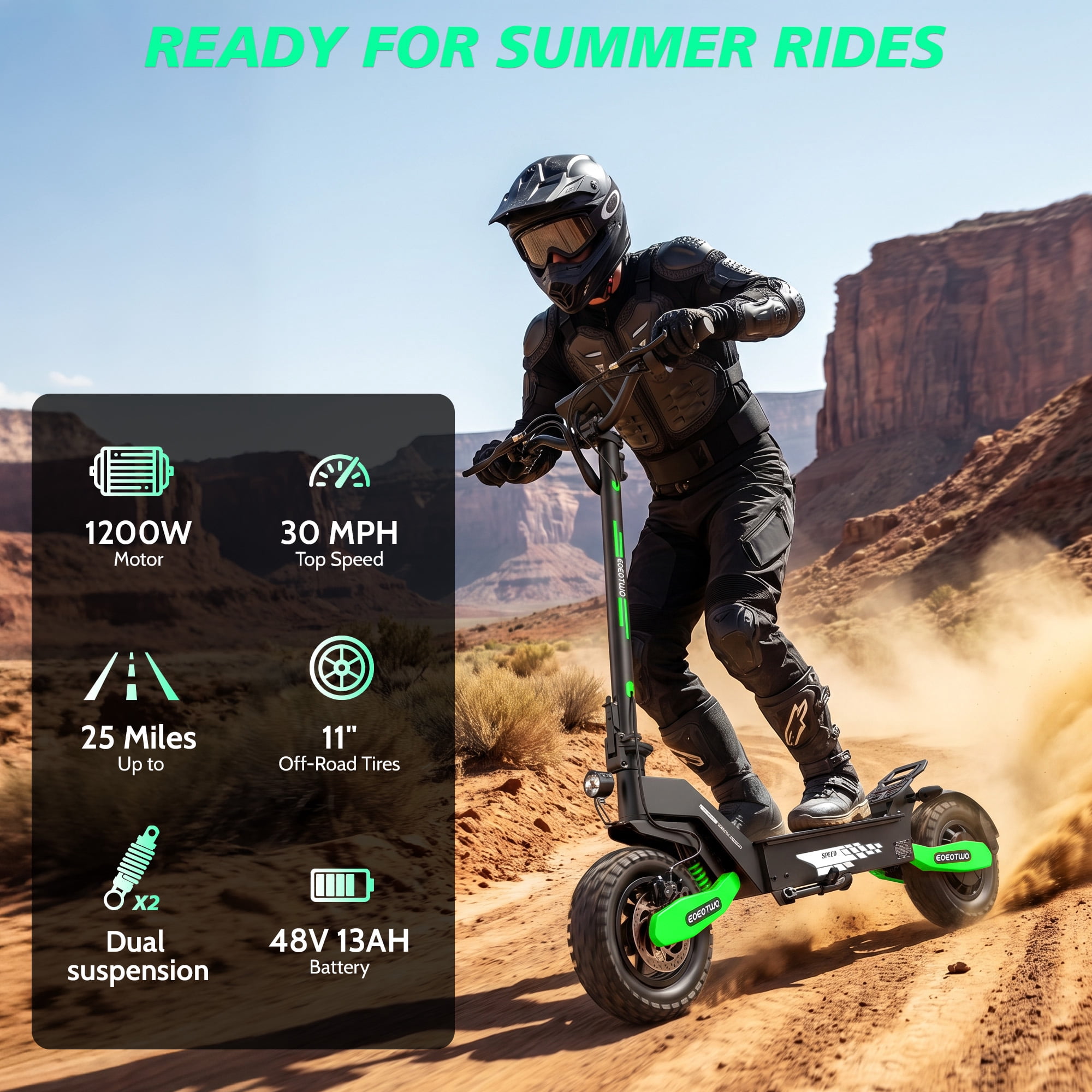 EOEOTWO 1200W Electric Scooter for Adults, 30MPH Fast Off Road E-Scooter, 25 Miles Long Range, 11" All-Terrain Tires, UL 2272 Certified, 330lbs Heavy Duty Load, Foldable Commuter Scooter