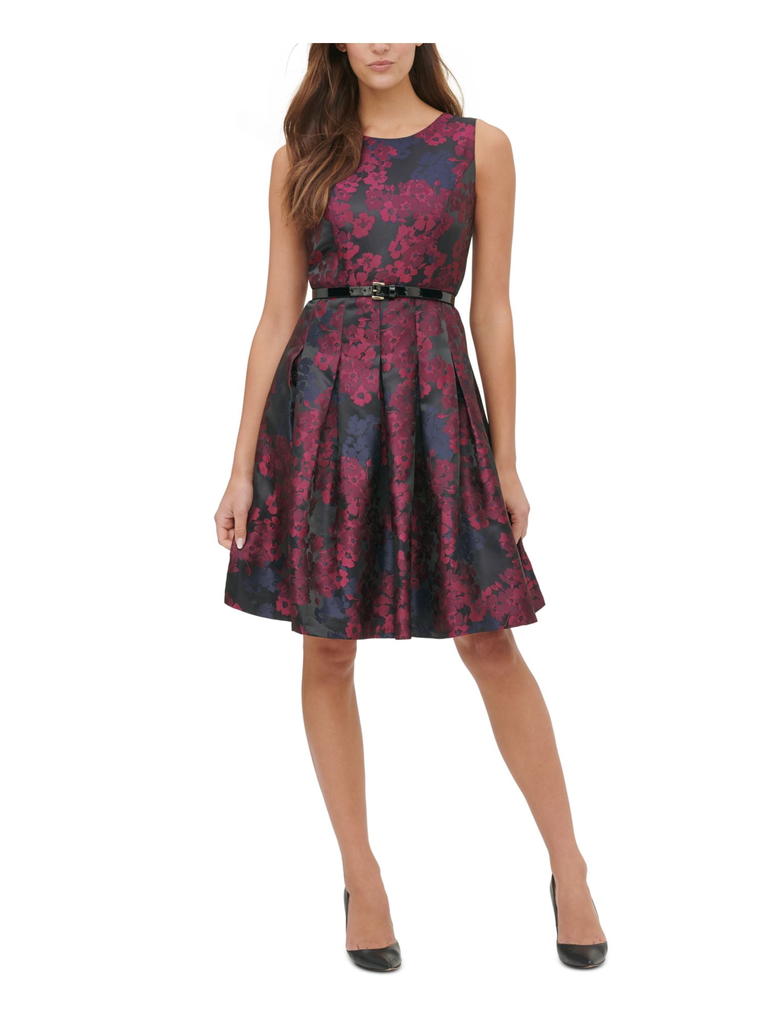 tommy hilfiger belted fit and flare dress