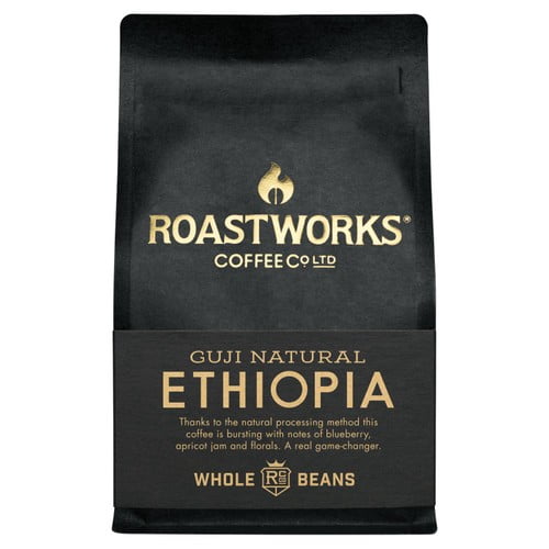 Roastworks Ethiopia Natural Whole Bean Coffee 200g, British Import (Pack of 2)