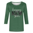 thumbnail image 6 of Stamzod Women's Happy New Year Shirts Loose Casual New Year Eve Holiday T-Shirt Round Neck 3/4 Length Sleeve Womens Tops Army Green S, 6 of 6