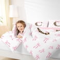 thumbnail image 5 of Erosebridal Aesthetic Coquette Bowknot 7pcs Bedding Comforter Set,Letter C Monogrammed Queen Bedding Sets For Girls Kids,Pink White Brown,Reversible, 5 of 7