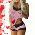 thumbnail image 2 of gakvbuo Valentine'S Day Pajamas Camisole And Shorts for Women Sleepwear Sleeveless Lingerie V-Neck 2 Piece Outfits Pajamas Loungewear Cami Top Shorts Lace Up Nightwear, 2 of 6