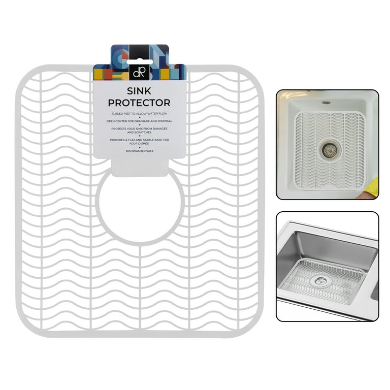 mDesign Adjustable Plastic Kitchen Sink Protector Mat, Large, 2 Pack - Clear