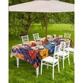 thumbnail image 4 of Fsddascl Vintage Flowers Outdoor Tablecloth - 60x102 Inch Rectangle Dining Table Cover, Abstract Oil Painted Farmhouse Botanical Waterproof Outdoor Table Cloth with Umbrella Hole & Zipper for Patio, 4 of 7