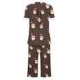 thumbnail image 5 of Tnhcen Women's Christmas Print 2 - Piece Pajama Sets Short Sleeve Drawstring Waist Cotton - Like Fabric Pockets 7/8 Pants Stretchy Soft Comfortable Sleepwear Home Wear, 5 of 6