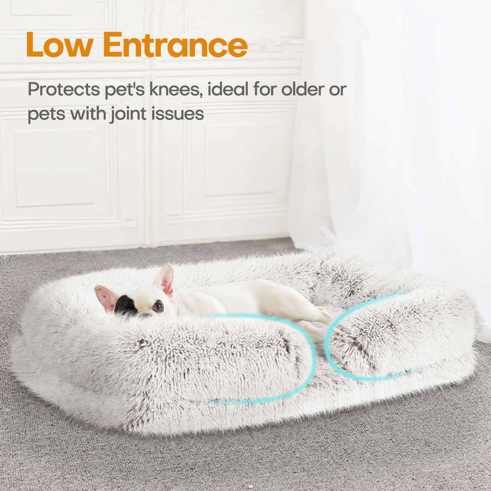 Sennaux Calming Dog Bed for Large Dogs Cats, Cozy Soft Plush Pet Bed Washable,XL,Coffee