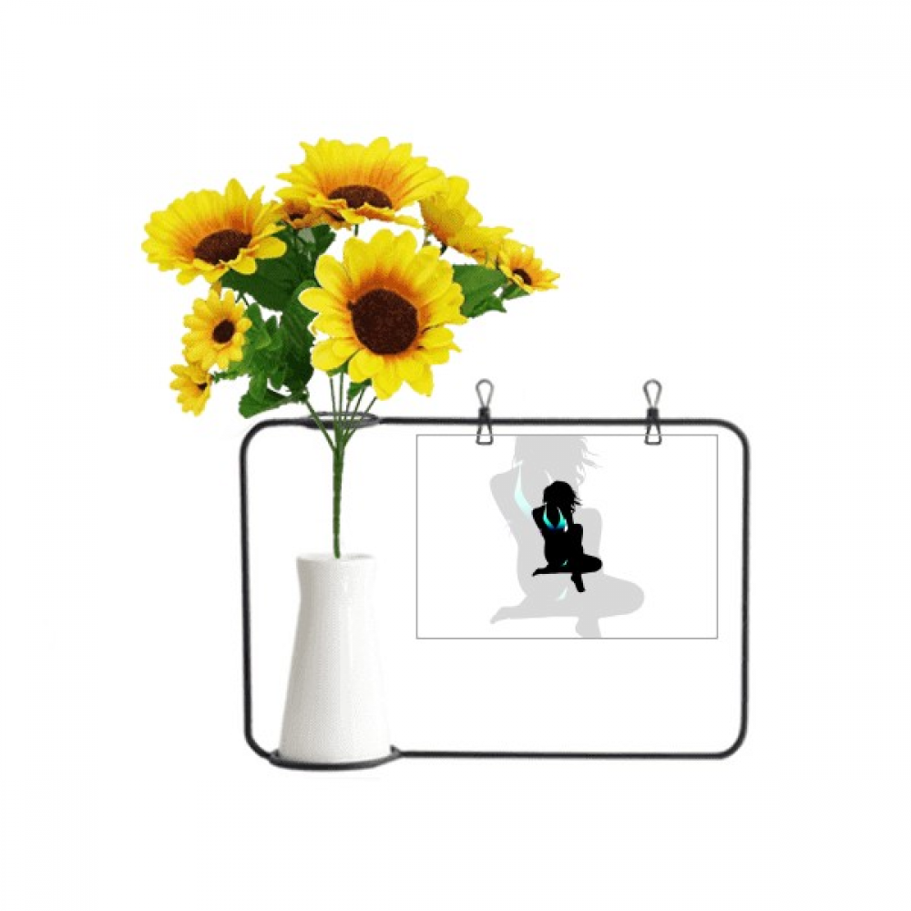 Hot Bikini Beauty Woman Gal Artificial Sunflower Vases Bottle Blessing Card
