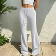 thumbnail image 6 of HKYNLAG Flare Petite Elastic Waist Pants for Women Drawstring High Waisted Wide Leg Cute Jogger Pants Fleece Bell Bottom Loose Y2k Sweat Pants with Pockets Light Gray S, 6 of 7
