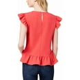 thumbnail image 2 of maison Jules Womens Ruffled Knit Blouse, Pink, Medium, 2 of 2