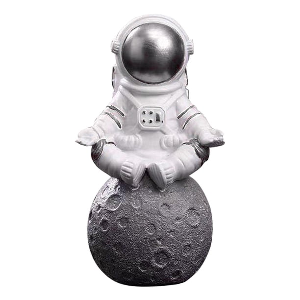 Estatua de astronauta, figura decorativa para habitación de niños, escultura en miniatura de astronauta, espacio exterior, juguetes educativos de aprendizaje preescolar Plata 9.5x8x15.5CM