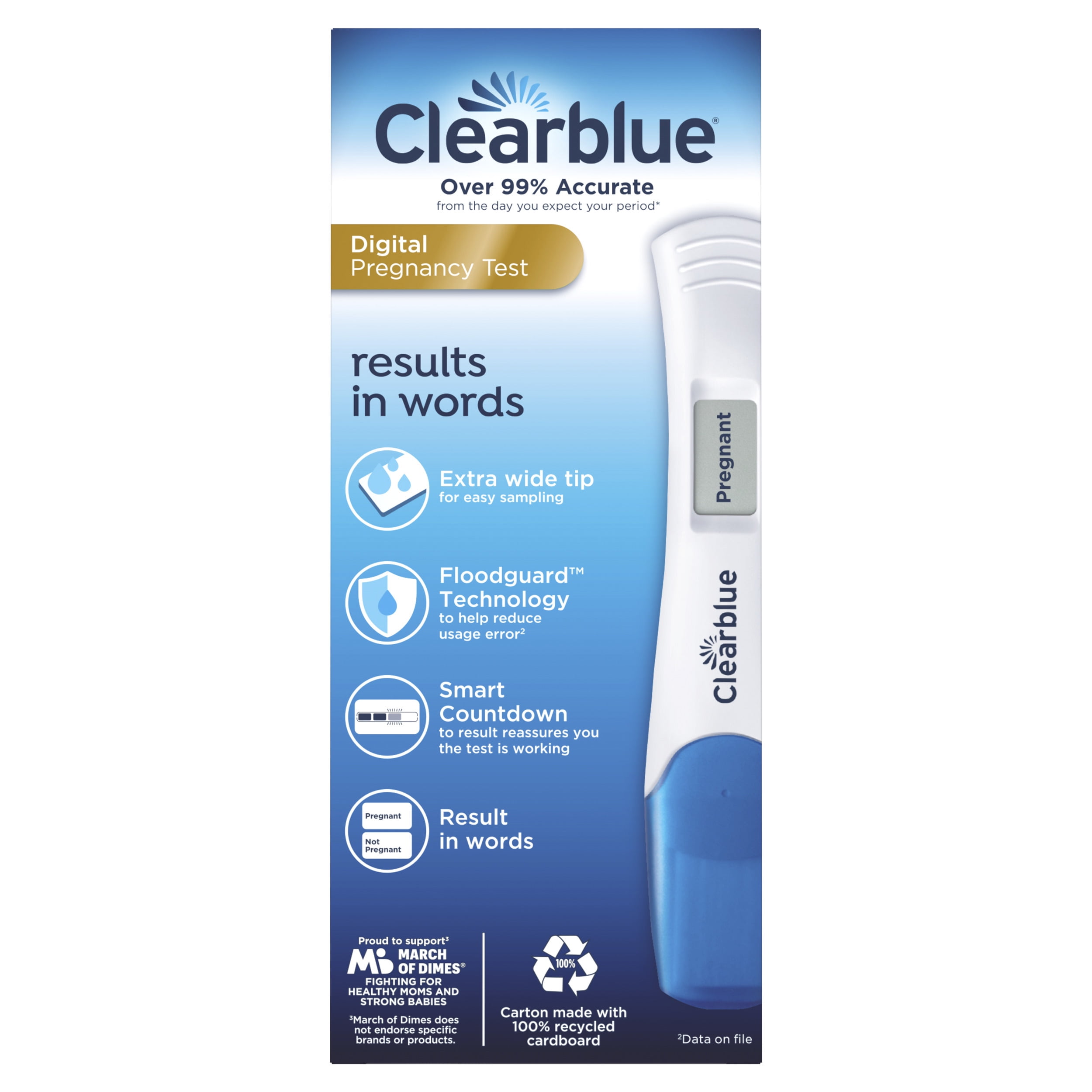 Clearblue Digital Pregnancy Test with Smart Countdown, 2 Count 