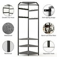 thumbnail image 2 of Corner Coat Rack with 3 Storage Shelves, Hall Tree with Hanging Rod & 6 Double Hooks, Corner Entryway Organizer for Shoes, Clothes & Hats, 2 of 8