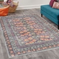 thumbnail image 2 of Folk Art Decorative Rug, Bohemian Themed Peachy Ethnic Flowers and Traditional Botanical Details, Quality Carpet for Bedroom Dorm and Living Room, 6 Sizes, Plum and Blue Grey, by Ambesonne, 2 of 4