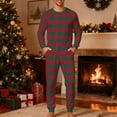 thumbnail image 2 of KeShDi Christmas Pajamas For Men's Christmas Fashion Christmas Plaid Print Tops And Pants Pajama Suit Homewear Red L, 2 of 5