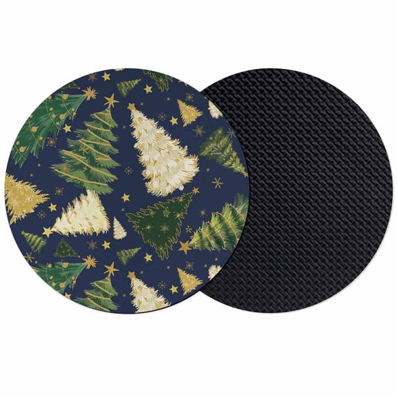 Christmas Tree Coasters Set of 2, Absorbent Coasters for Drinks, Navy Blue Green Xmas Tree Winter Coaster for Desk Coffee Table Protection, Home Decor House Warming Gifts 4"