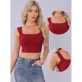 thumbnail image 2 of DARING DIVA Women's Summer Sleeveless Fitted Going Out Crop Top L Dark Red, 2 of 6