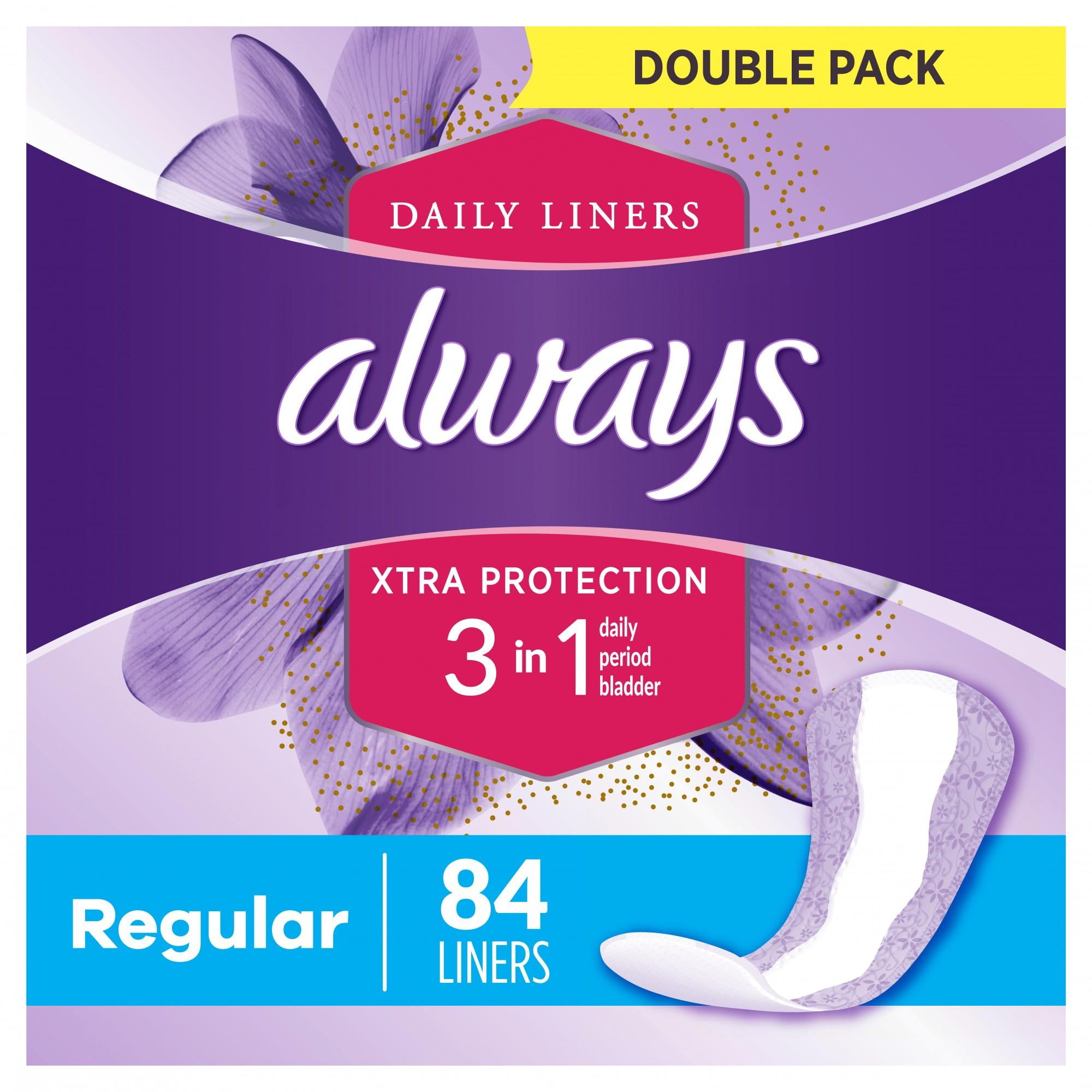 Always Xtra Protection 3in1 Daily Liners Regular Unscented, 84 ct