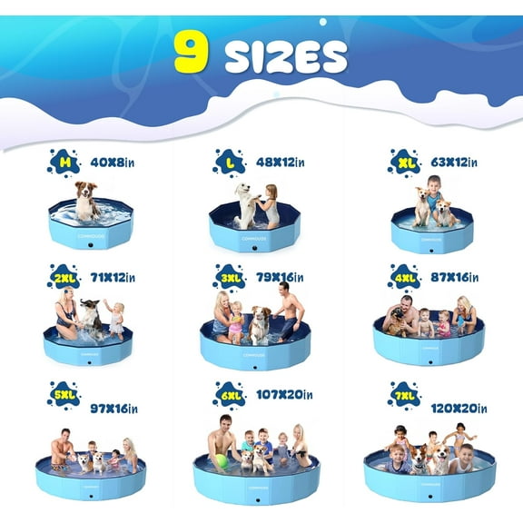 Foldable Dog Pool, Collapsible Pet Bath Tub, Portable Wading Pool for Kids and Dogs