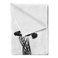 thumbnail image 2 of Youth Soft Flannel Fleece Blanket, Freehand Drawing Style Basketball Player Jumping Athlete Training Artwork, Cozy Plush for Indoor and Outdoor Use, 60" x 80", Cinnamon Black White, by Ambesonne, 2 of 5