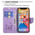 thumbnail image 3 of Allytech Case for iPhone 13 Pro Max Wallet Case with Card Slots, Embossed Butterfly PU Leather Folio Flip Stand Protective Magnetic Snap Case wtih Hand Strap for iPhone 13 Pro Max 6.7" 2021, Violet, 3 of 4