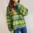 thumbnail image 1 of Pulls pour Femmes Automne Hiver Ample Dégradé Rayé Tricoté Col Rond Manches Longues Hauts Pull, 1 of 5
