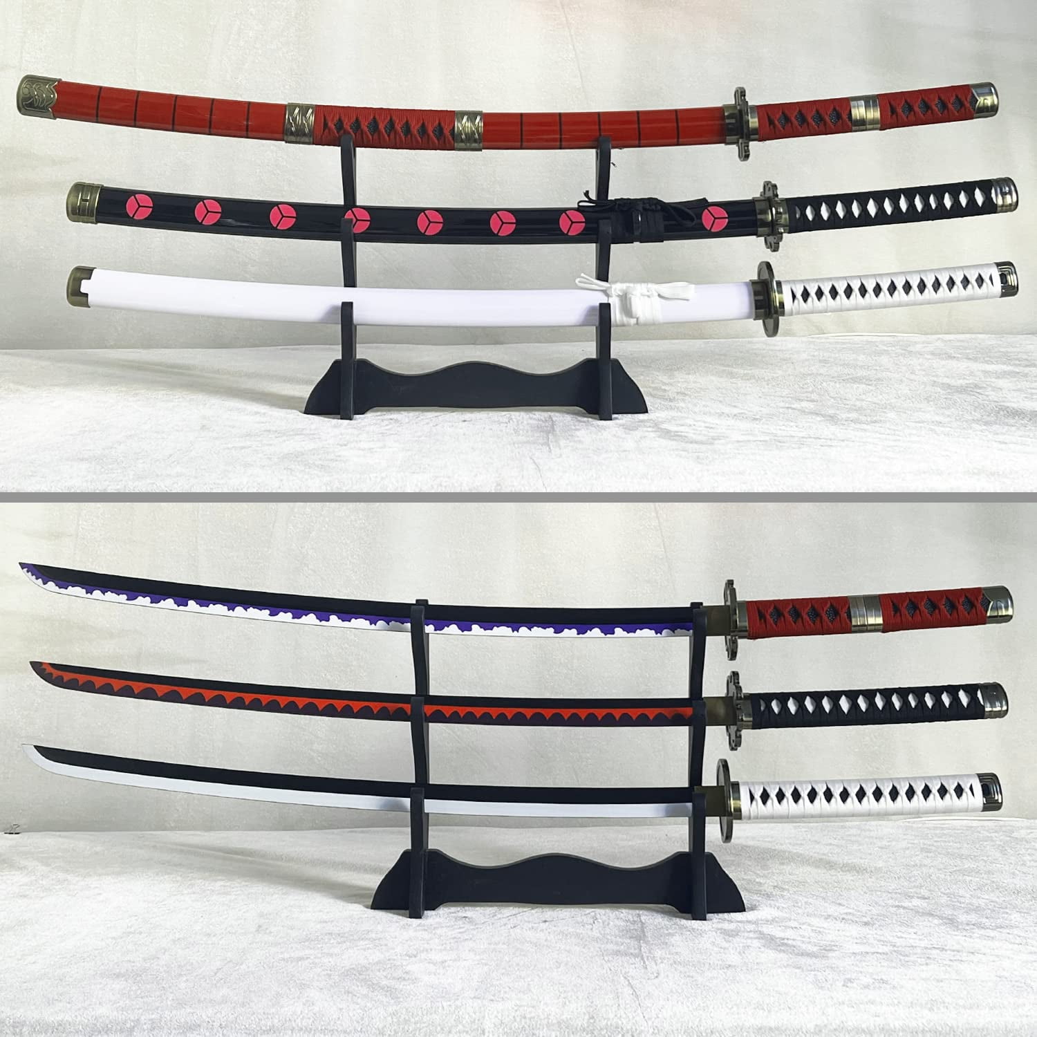 41 inches Roronoa Zoro Sword Set with Belt and Holder, Wado Ichimonji & Kitetsu & Shusui