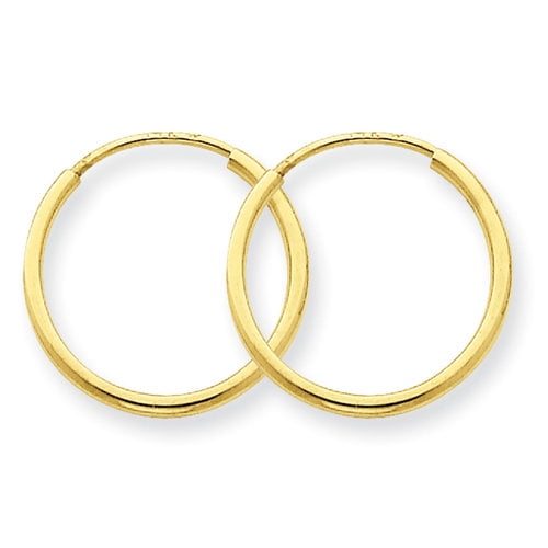 Primal Gold 14 Karat Yellow Gold 1.25mm Endless Hoop Earrings - Walmart.com