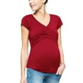 thumbnail image 3 of FASHIONWT Women Cotton Summer Pregnant Deep-V Cross-Feeding Clothing Lactation Tee, 3 of 5