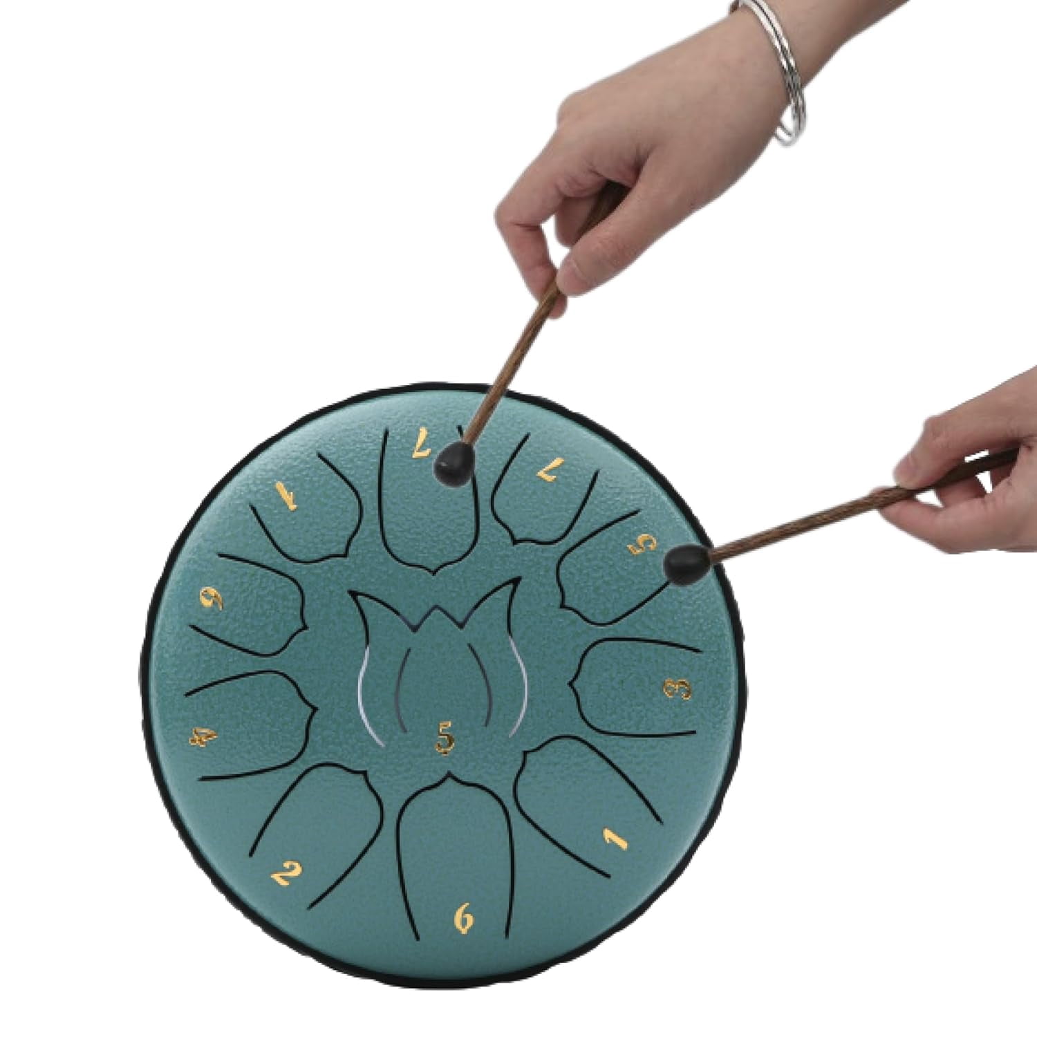 6-Inch Alloy Steel Tongue Drum with 11 Notes in C Key, Handpan Percussion Instrument for Meditation, Yoga, Music Therapy – Includes Mallets, Picks, Travel Bag & Music Book
