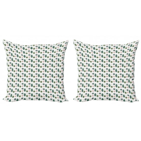 Ambesonne Autumn Throw Pillow Cover 2 Pack, Seasonal Greenish Trees Fall, 20", Purple Grey and Laurel Green