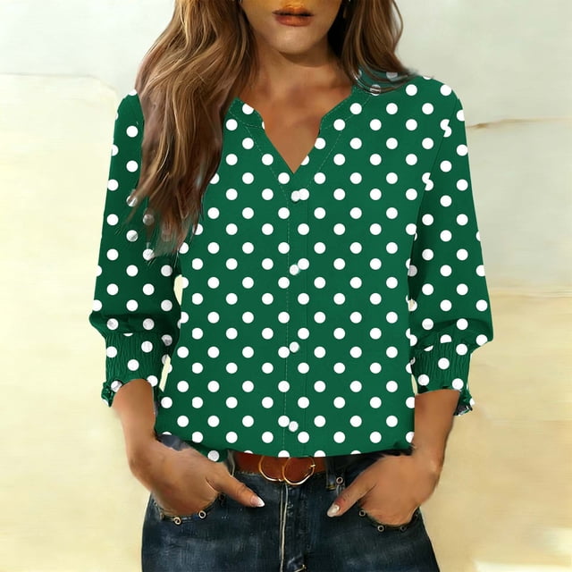 TaTaai Women's Fashion Spring And Summer Button Up Cardigan 3/4 Quarter Sleeve Jacket V-neck Top/shirt Gift