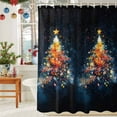 thumbnail image 6 of Shower Curtain 48"W x 72"L Winter Abstract Orange Christmas Tree Stars Snowflake Fabric Shower Curtains Set with Hooks Water Repellent Bathroom Curtains Machine Washable Bathroom Accessories, 6 of 9