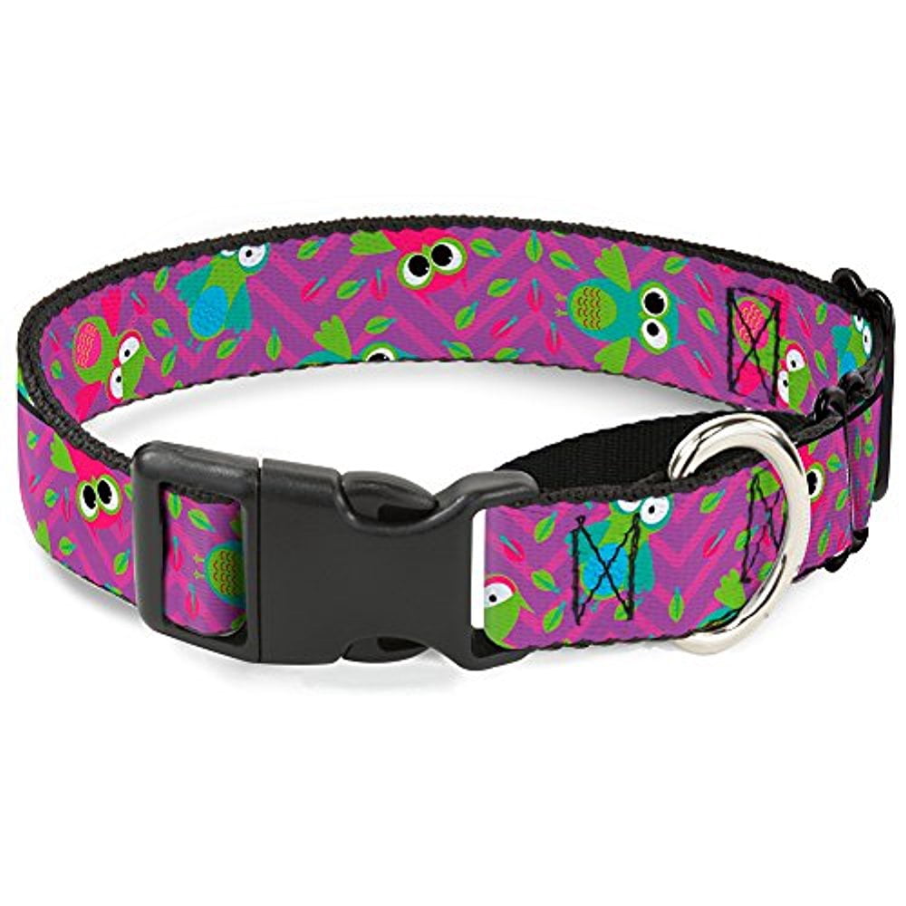 Buckle-Down Flying Owls with Leaves Purple Multi Color Martingale Dog Collar