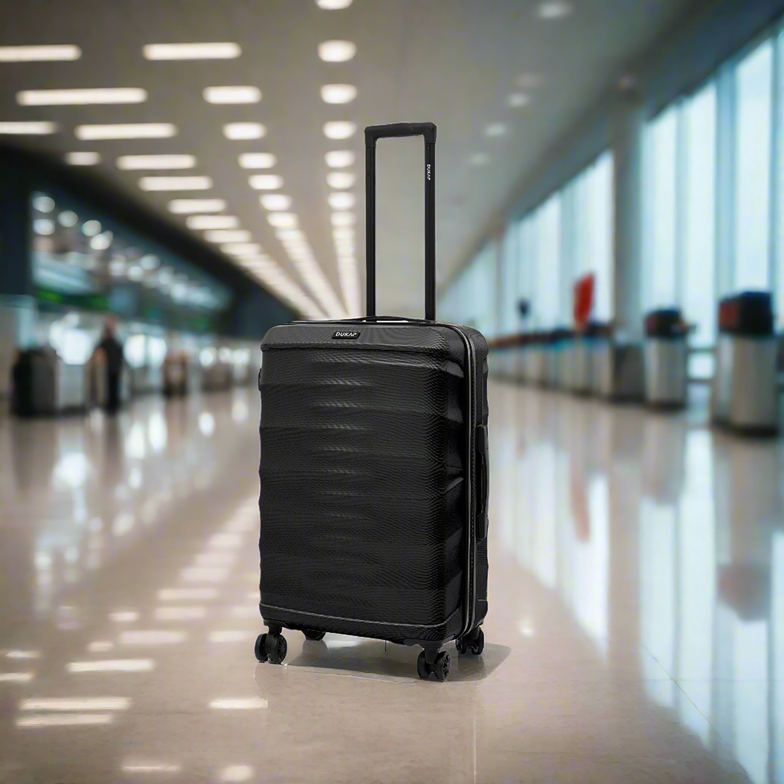 DUKAP RAV 24" Hardside Luggage with Spinner Wheels, Handle and Trolley, Black