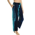 thumbnail image 2 of Uemuo Blue Marble And Gold Pattern Women's Wide Leg Palazzo Lounge Pants with Pockets Light Weight Loose Comfy Casual Pajama Pants-X-Large, 2 of 9