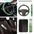 thumbnail image 4 of Yuyamidu 16 PCS Palm Leaves Car Seat Covers Set Green Gear Shift Cover Hand Brake Cover Car Sun Shade Steering Wheel Cover Seat Belt Covers Rear View Mirror Cover Coasters Key Chain, 4 of 7