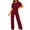 Red, variant on UANWENN Women's Fashion Solid Color Lace Up Short Sleeved Jumpsuit Jumpsuits Sequin Womens New Years Eve Outfit Wedding Guest Jumpsuit Women Summer Jumpsuits Womens Body Suits Tops Dressy Sweat